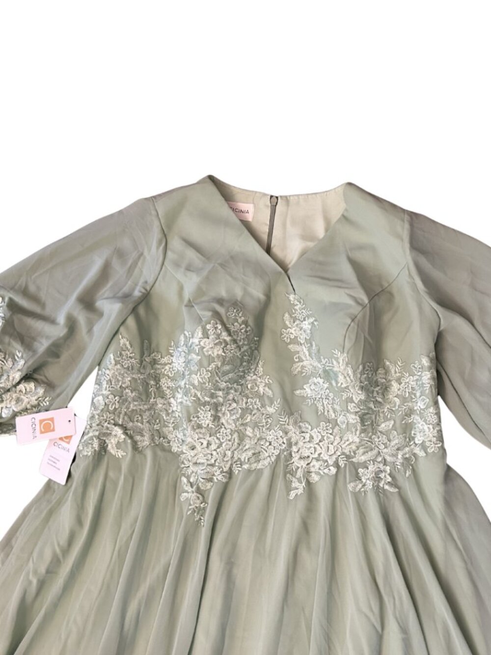 NWT Cicinia Long Sleeves Ankle Length Chiffon Mother Of The Bride Dusty Sage - Picture 7 of 13